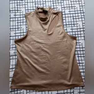 Olivia Jordan Size Large Elegant Tan Sleeveless Top